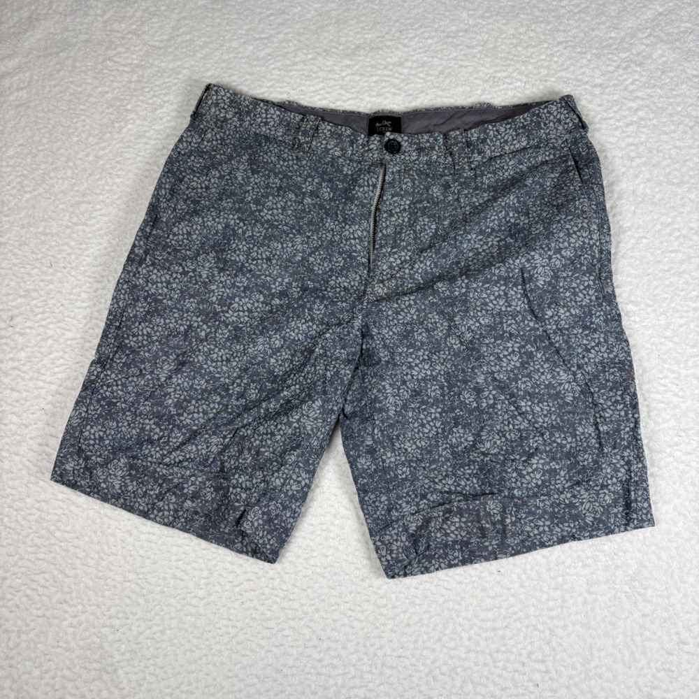 J Crew Flex Chino Shorts Men's Size 32 Gray Floral Lightweight Casual Preppy